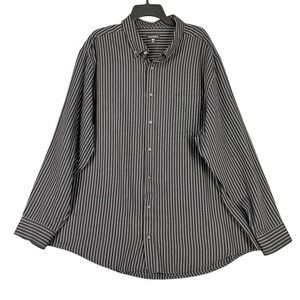 George Dress Shirt‎ Mens 2XL Long Sleeve Black Pinstripe Modern Classic Formal
